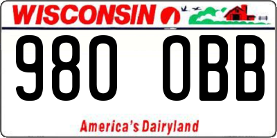 WI license plate 980OBB