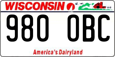WI license plate 980OBC