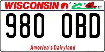 WI license plate 980OBD