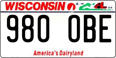 WI license plate 980OBE