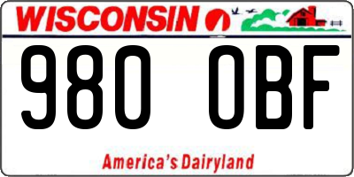 WI license plate 980OBF