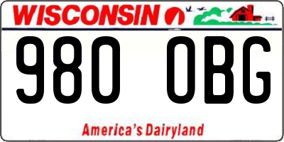 WI license plate 980OBG