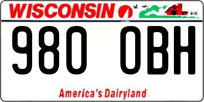 WI license plate 980OBH