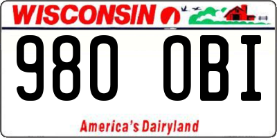 WI license plate 980OBI