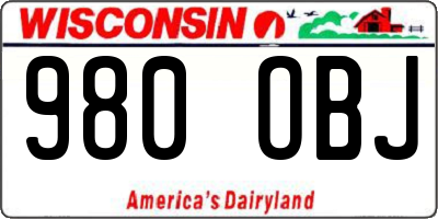 WI license plate 980OBJ