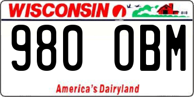WI license plate 980OBM