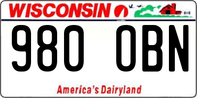WI license plate 980OBN