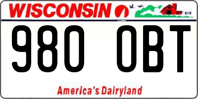 WI license plate 980OBT