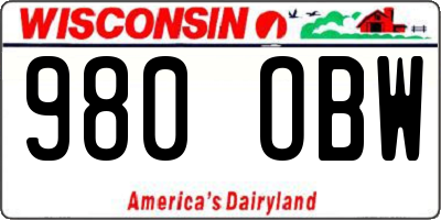 WI license plate 980OBW