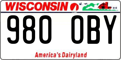 WI license plate 980OBY