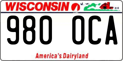 WI license plate 980OCA
