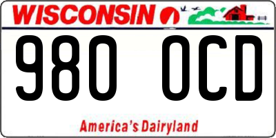 WI license plate 980OCD