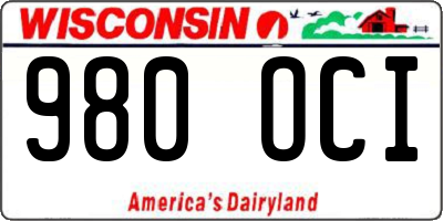 WI license plate 980OCI