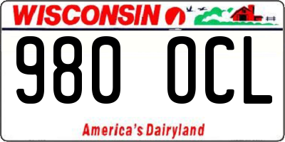 WI license plate 980OCL