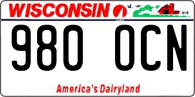 WI license plate 980OCN