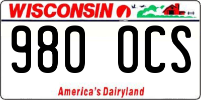 WI license plate 980OCS