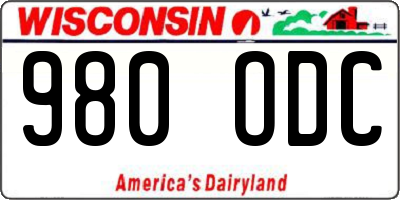 WI license plate 980ODC