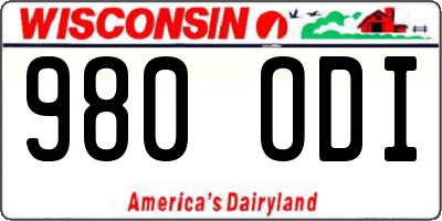 WI license plate 980ODI
