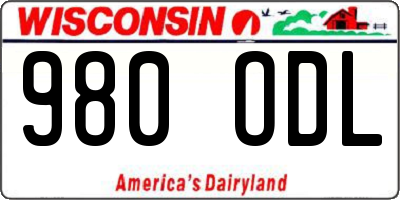 WI license plate 980ODL
