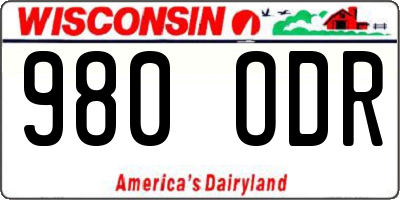 WI license plate 980ODR