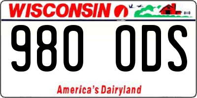 WI license plate 980ODS