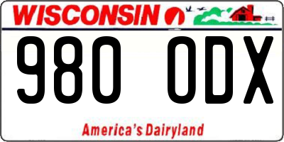 WI license plate 980ODX