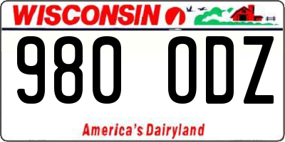 WI license plate 980ODZ
