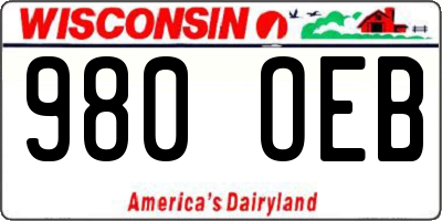 WI license plate 980OEB