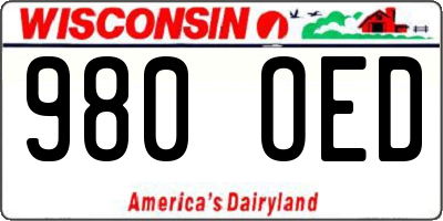 WI license plate 980OED