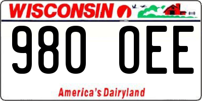WI license plate 980OEE
