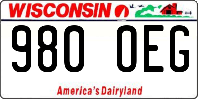 WI license plate 980OEG