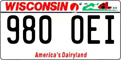 WI license plate 980OEI