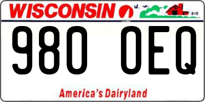 WI license plate 980OEQ
