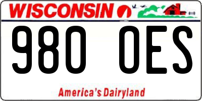 WI license plate 980OES