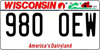 WI license plate 980OEW