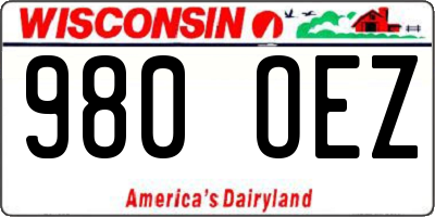 WI license plate 980OEZ