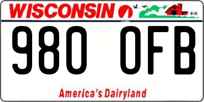 WI license plate 980OFB