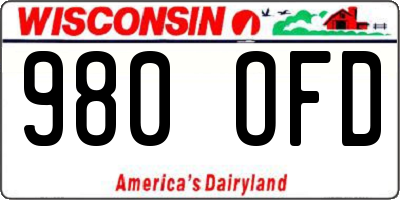 WI license plate 980OFD