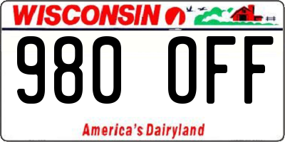 WI license plate 980OFF