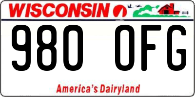 WI license plate 980OFG