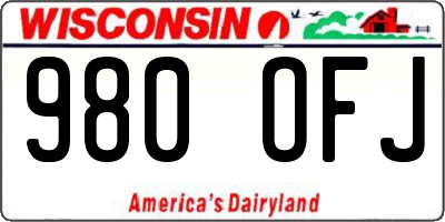 WI license plate 980OFJ