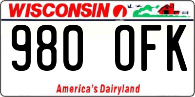 WI license plate 980OFK