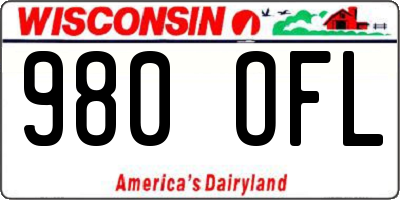 WI license plate 980OFL
