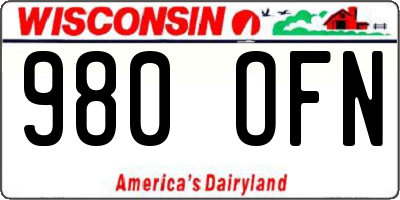 WI license plate 980OFN