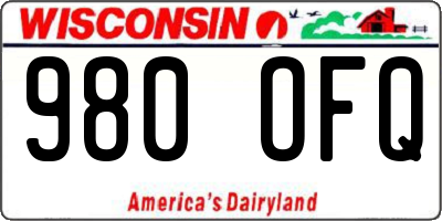 WI license plate 980OFQ