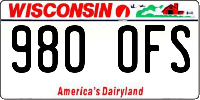WI license plate 980OFS