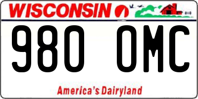 WI license plate 980OMC