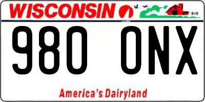 WI license plate 980ONX
