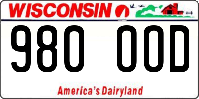 WI license plate 980OOD
