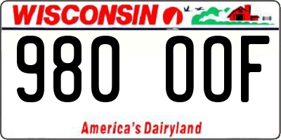 WI license plate 980OOF